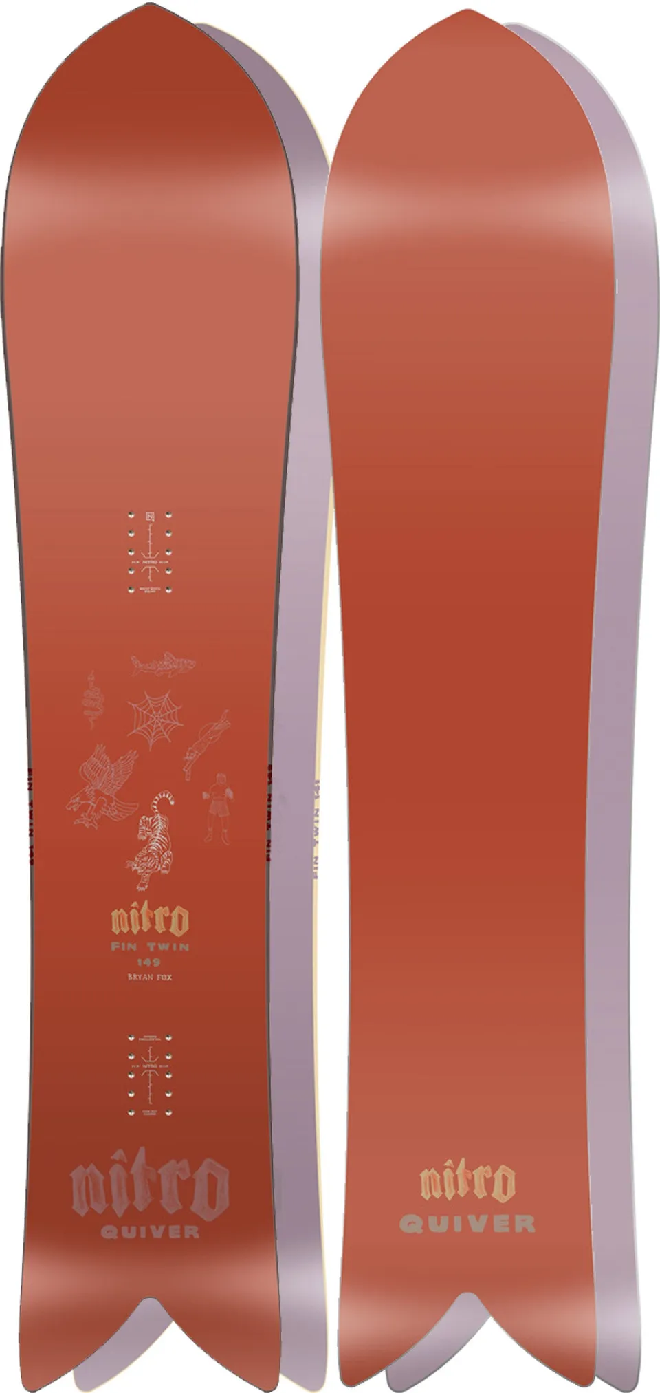 nitro-snowboards-fintwin-quiver-shortboard-swallowtail-snowboard image 1